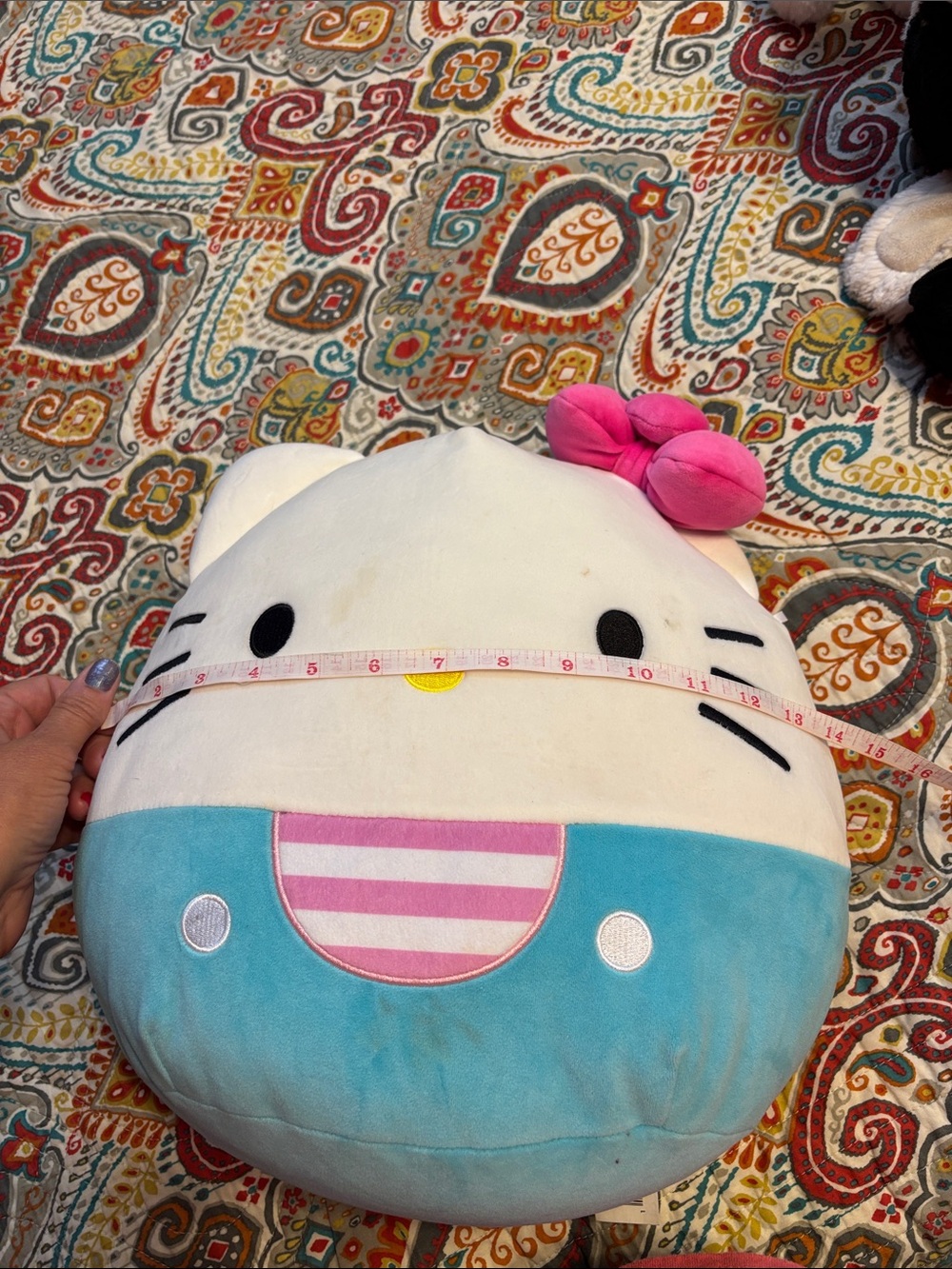 Hello Kitty Plush Face squishmallow Pillow - White, Pink & Aqua - Picture 11 of 11